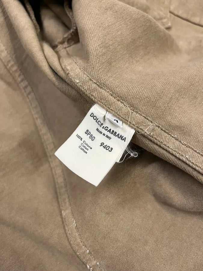 AW2001 Dolce & Gabbana Distressed Beige Denim Jacket ZXnwPFX 11