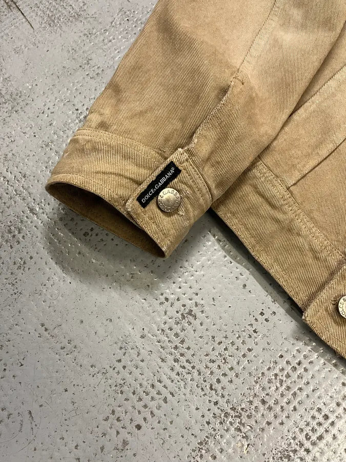 AW2001 Dolce & Gabbana Distressed Beige Denim Jacket ZXnwPFX 6