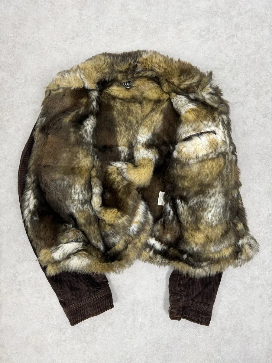 AW2001 Dolce & Gabbana Faux Fur Brown Corduroy Jacket SGqAuEg 1