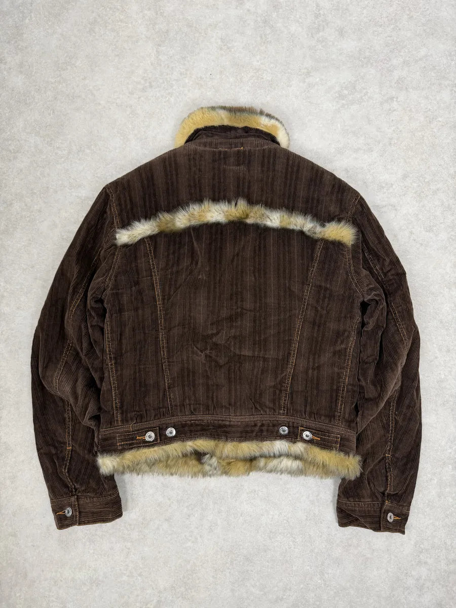 AW2001 Dolce & Gabbana Faux Fur Brown Corduroy Jacket SGqAuEg 2