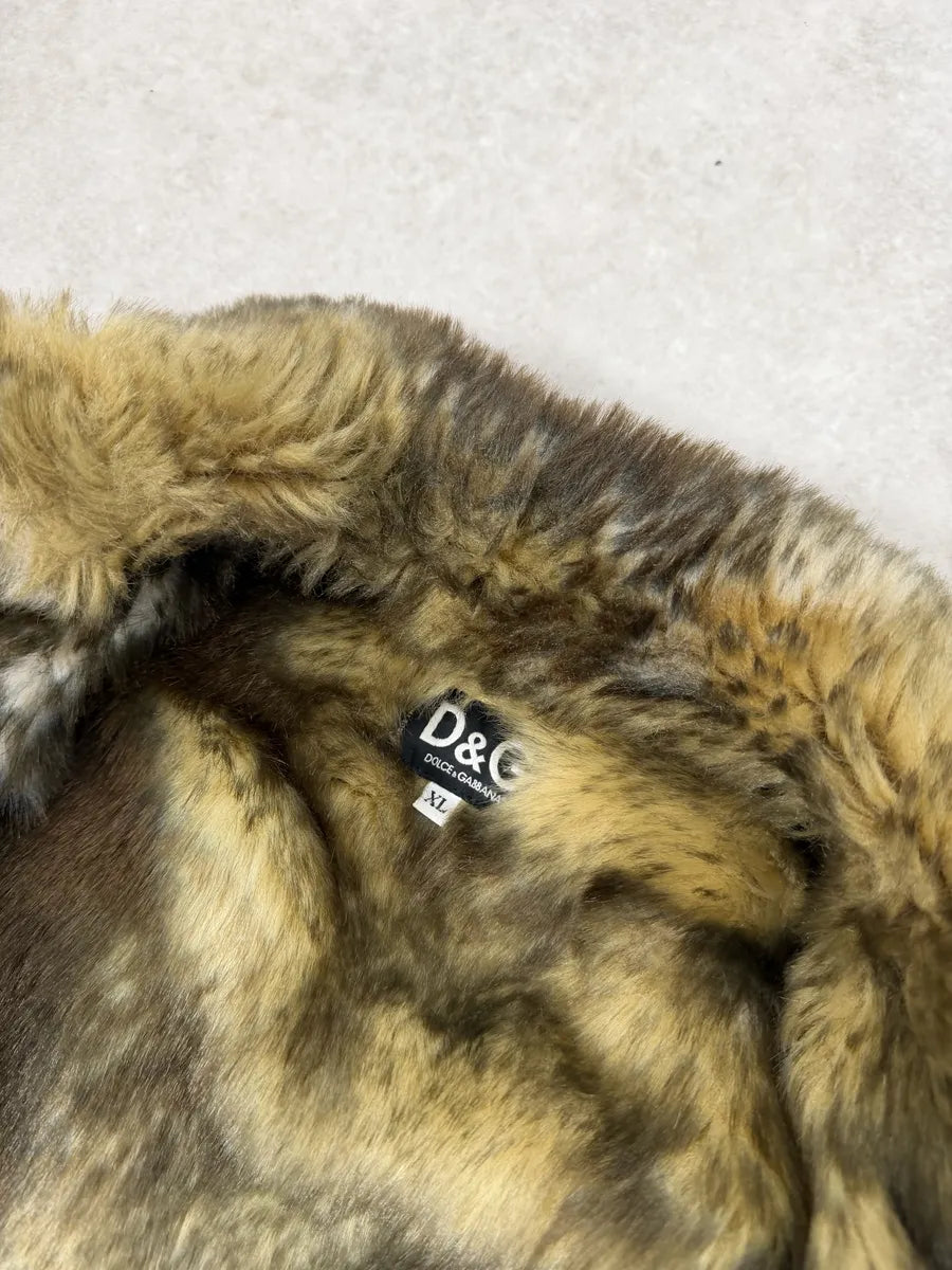 AW2001 Dolce & Gabbana Faux Fur Brown Corduroy Jacket SGqAuEg 7