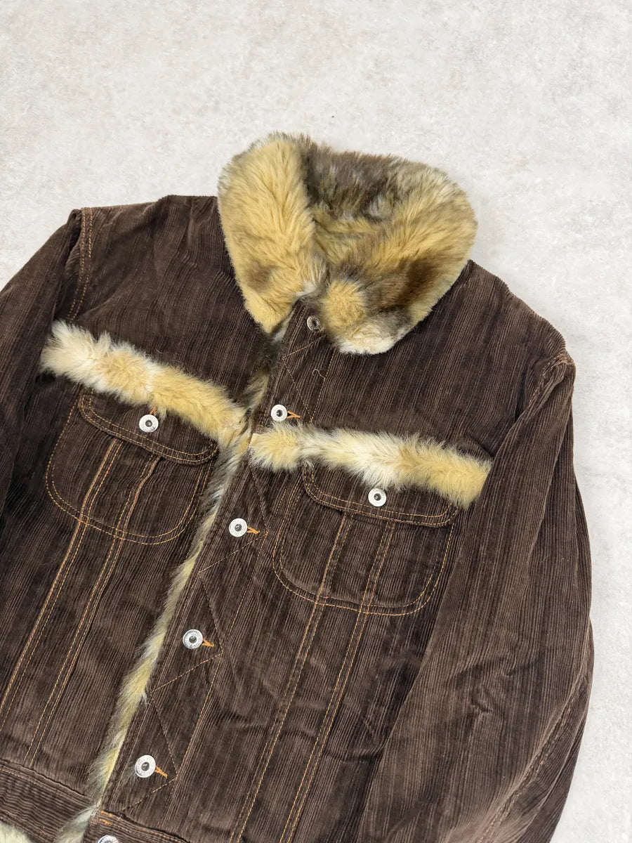 AW2001 Dolce & Gabbana Faux Fur Brown Corduroy Jacket SGqAuEg 8
