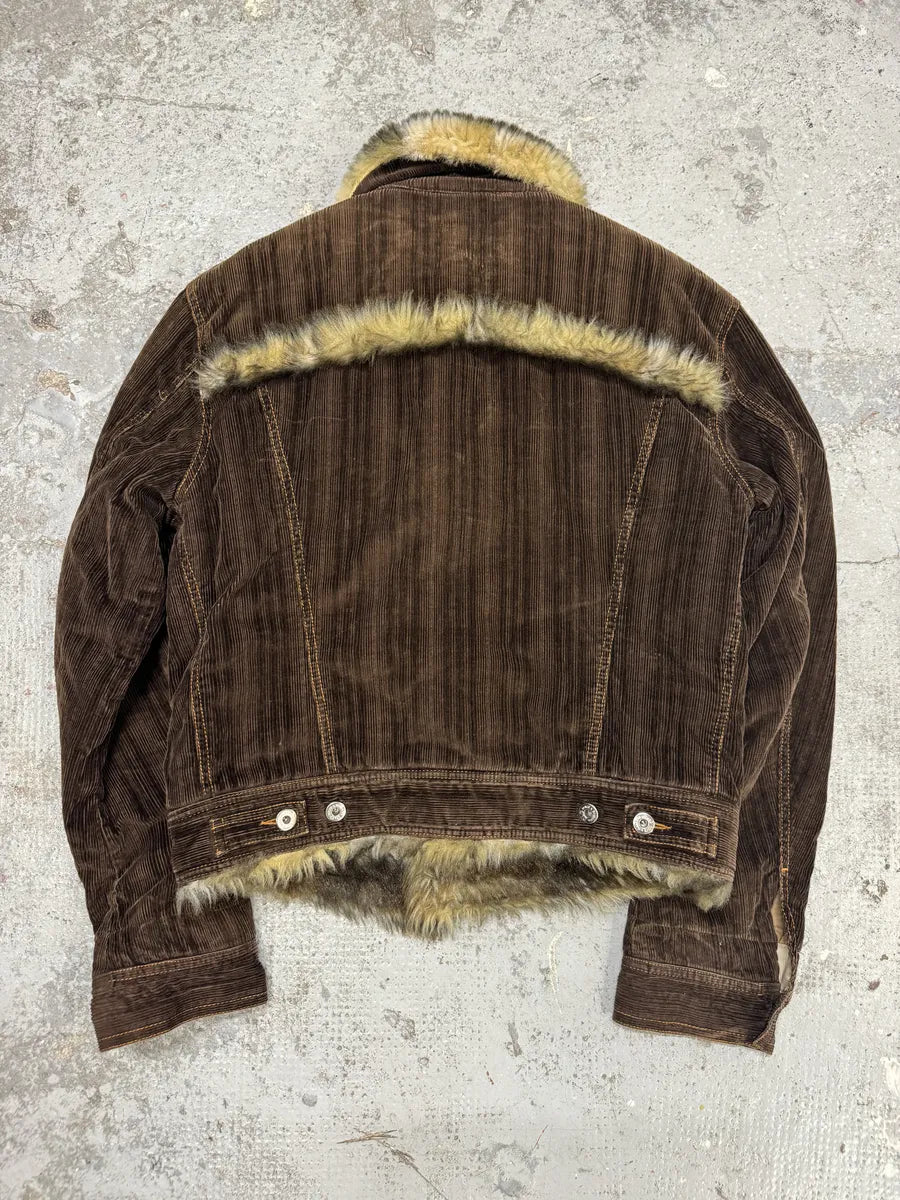AW2001 Dolce & Gabbana Fur Brown Corduroy Jacket rclopPi 1
