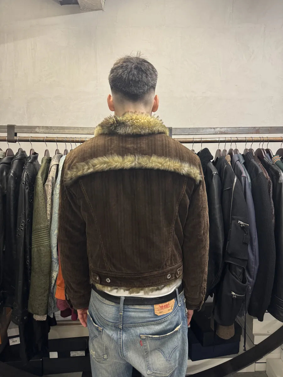 AW2001 Dolce & Gabbana Fur Brown Corduroy Jacket rclopPi 6