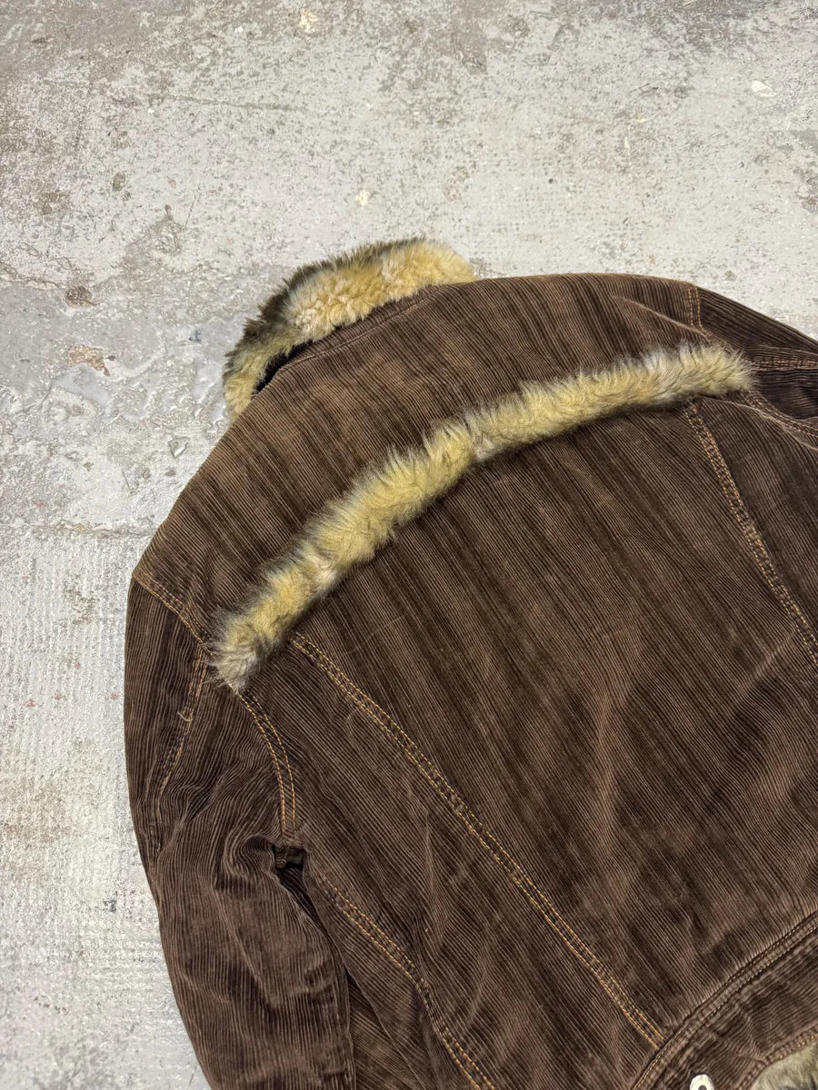 AW2001 Dolce & Gabbana Fur Brown Corduroy Jacket rclopPi 8