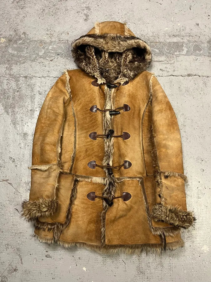 AW2001 Dolce & Gabbana Fur Camel Shearling Coat ybxBZoK 0