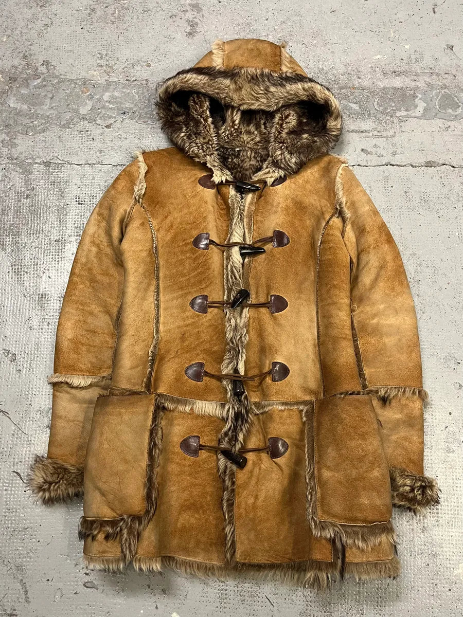 AW2001 Dolce & Gabbana Fur Camel Shearling Coat ybxBZoK 3