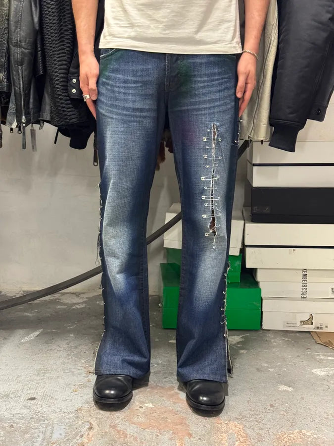 AW2001 Dolce & Gabbana Pins Blue Faded Denim Jeans GrCsJpg 1