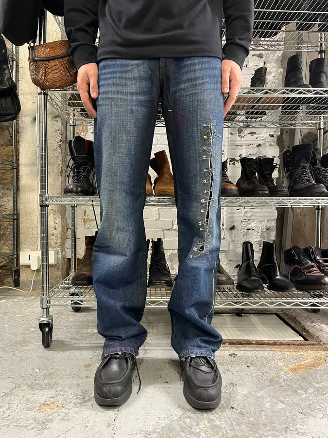 AW2001 Dolce & Gabbana Pins Blue Faded Denim Jeans GrCsJpg 1
