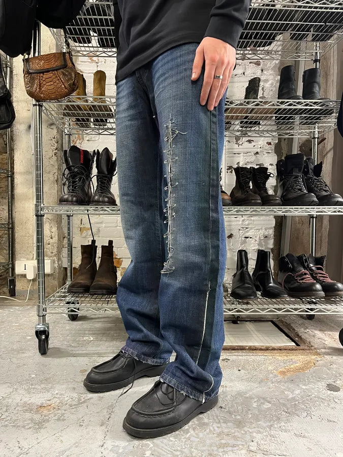 AW2001 Dolce & Gabbana Pins Blue Faded Denim Jeans GrCsJpg 2