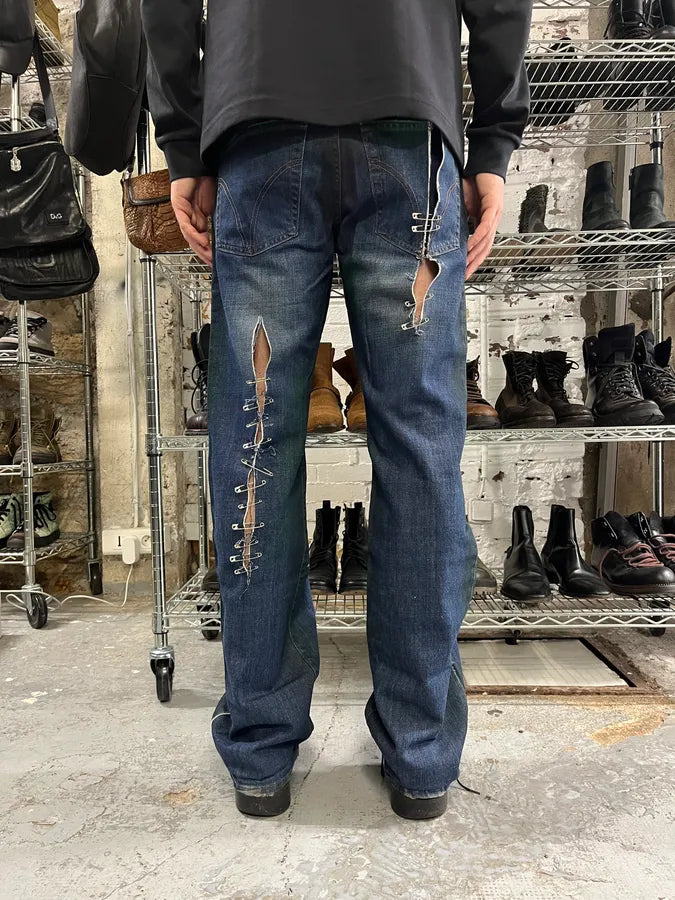 AW2001 Dolce & Gabbana Pins Blue Faded Denim Jeans GrCsJpg 3