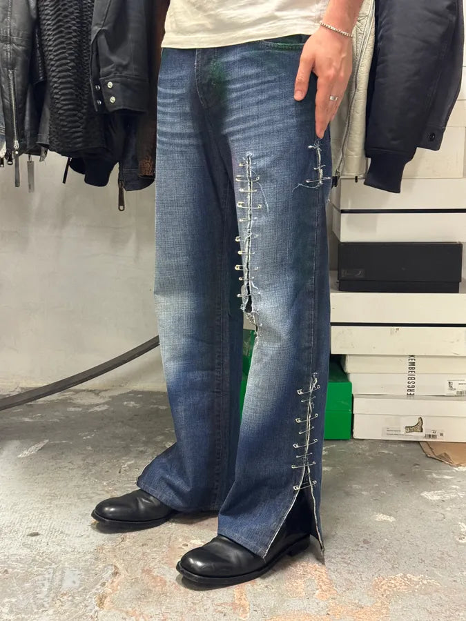 AW2001 Dolce & Gabbana Pins Blue Faded Denim Jeans GrCsJpg 4