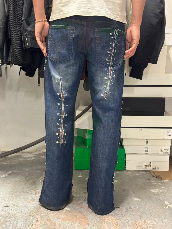 AW2001 Dolce & Gabbana Pins Blue Faded Denim Jeans GrCsJpg 6
