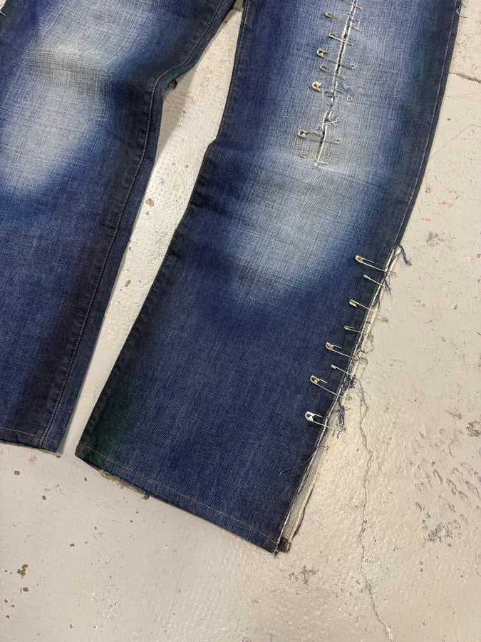 AW2001 Dolce & Gabbana Pins Blue Faded Denim Jeans GrCsJpg 7