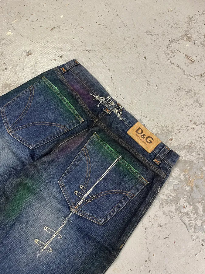 AW2001 Dolce & Gabbana Pins Blue Faded Denim Jeans GrCsJpg 8