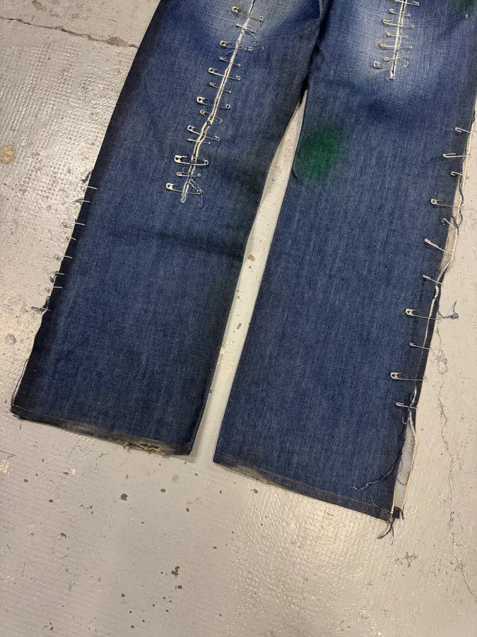 AW2001 Dolce & Gabbana Pins Blue Faded Denim Jeans GrCsJpg 8