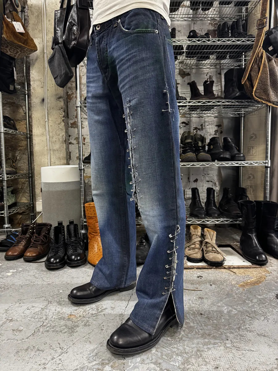 AW2001 Dolce & Gabbana Pins Blue Faded Denim Jeans urjstUA 2