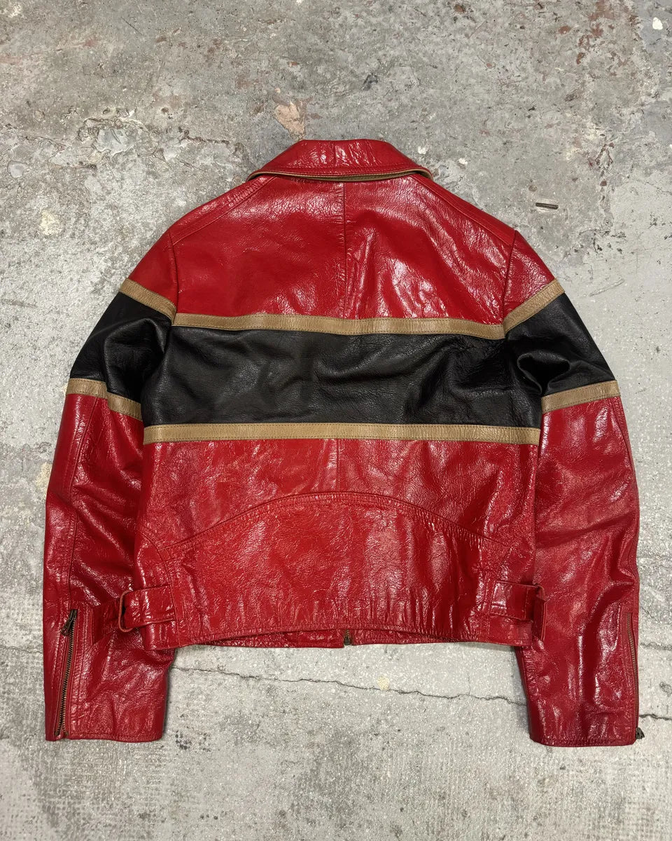 AW2001 Dolce & Gabbana Premium Red Vinyl Leather Biker Jacket (L) 1