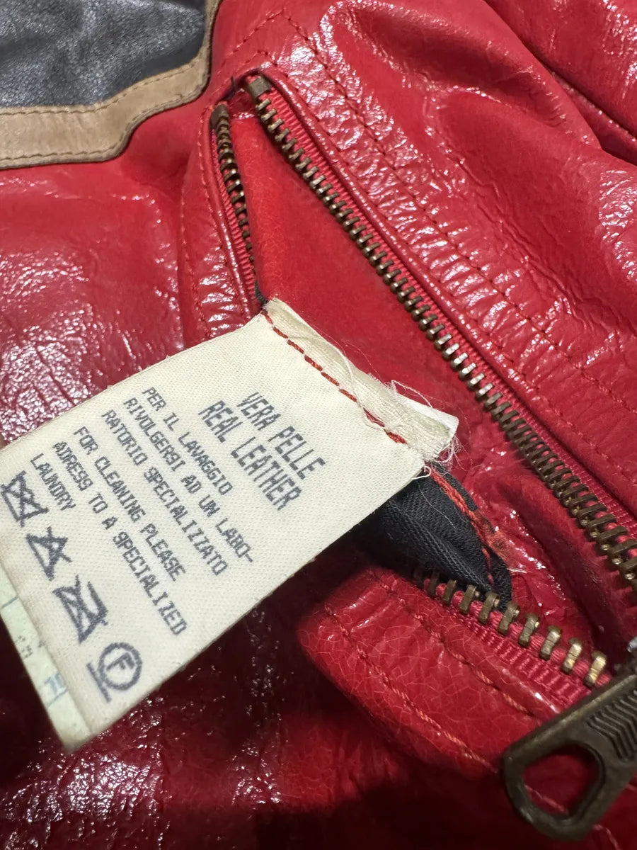 AW2001 Dolce & Gabbana Premium Red Vinyl Leather Biker Jacket (L) 10