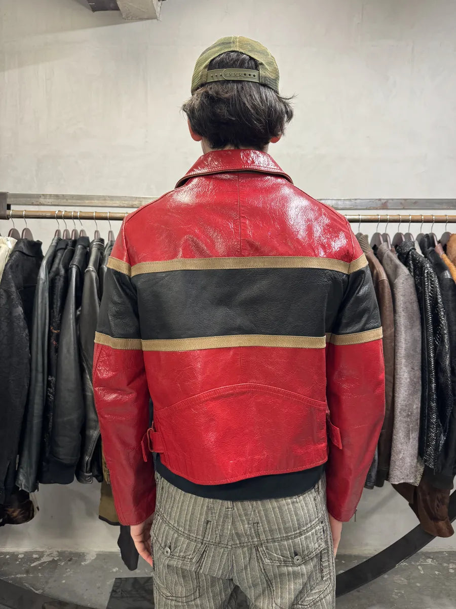 AW2001 Dolce & Gabbana Premium Red Vinyl Leather Biker Jacket (L) 2
