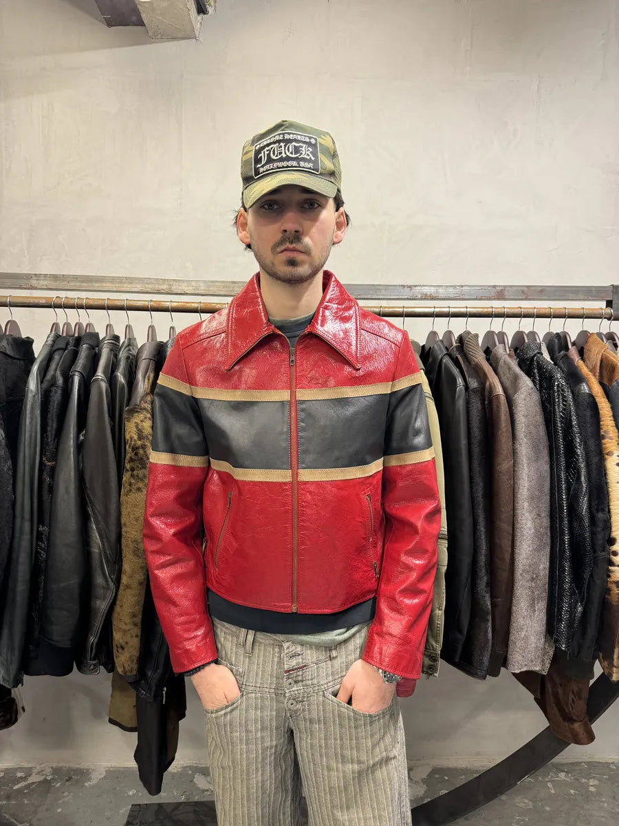 AW2001 Dolce & Gabbana Premium Red Vinyl Leather Biker Jacket (L) 3