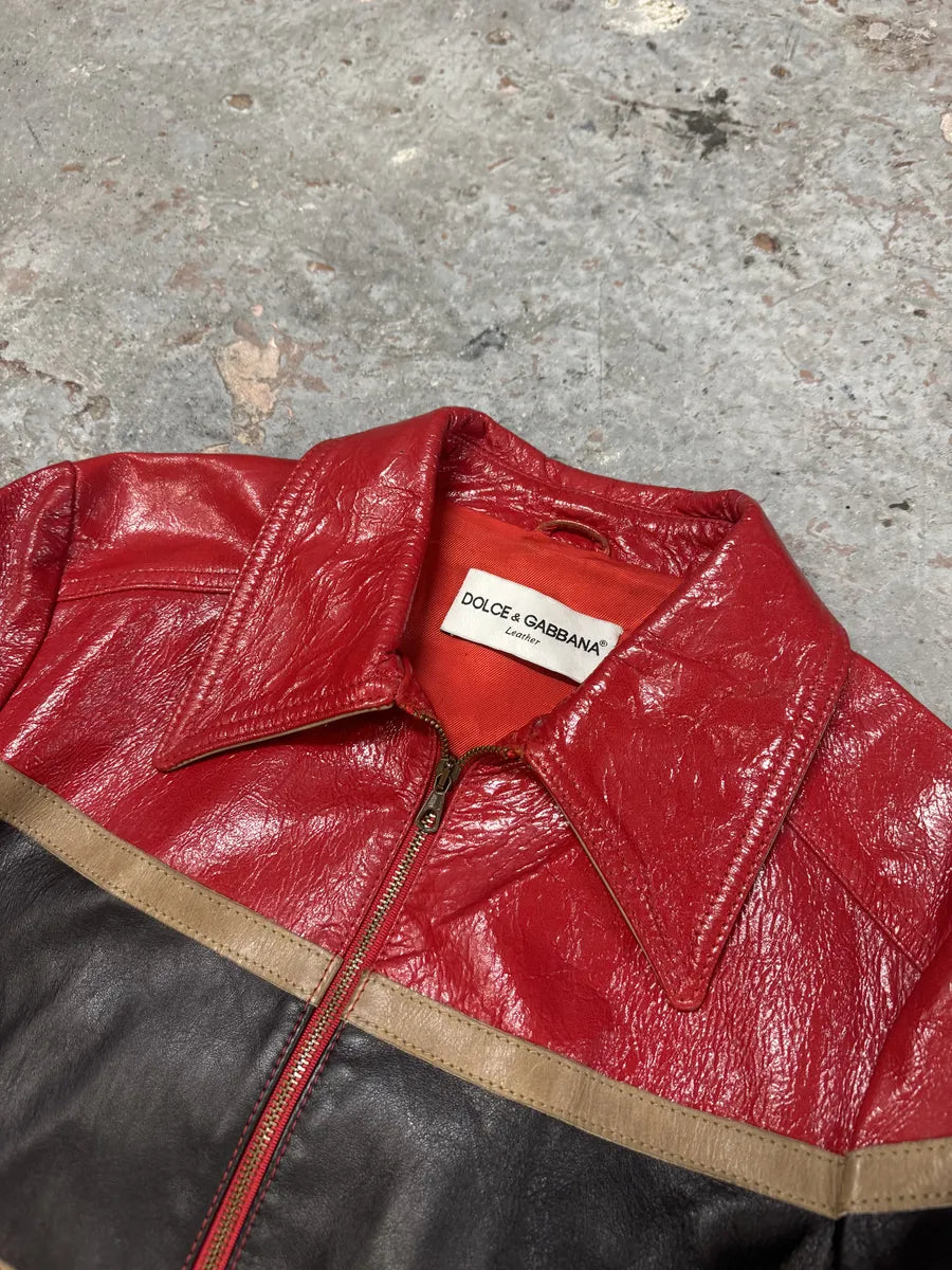 AW2001 Dolce & Gabbana Premium Red Vinyl Leather Biker Jacket (L) 6