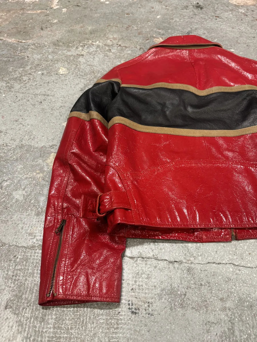 AW2001 Dolce & Gabbana Premium Red Vinyl Leather Biker Jacket (L) 7