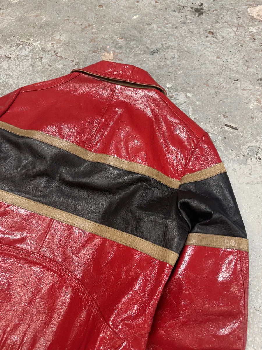 AW2001 Dolce & Gabbana Premium Red Vinyl Leather Biker Jacket (L) 8