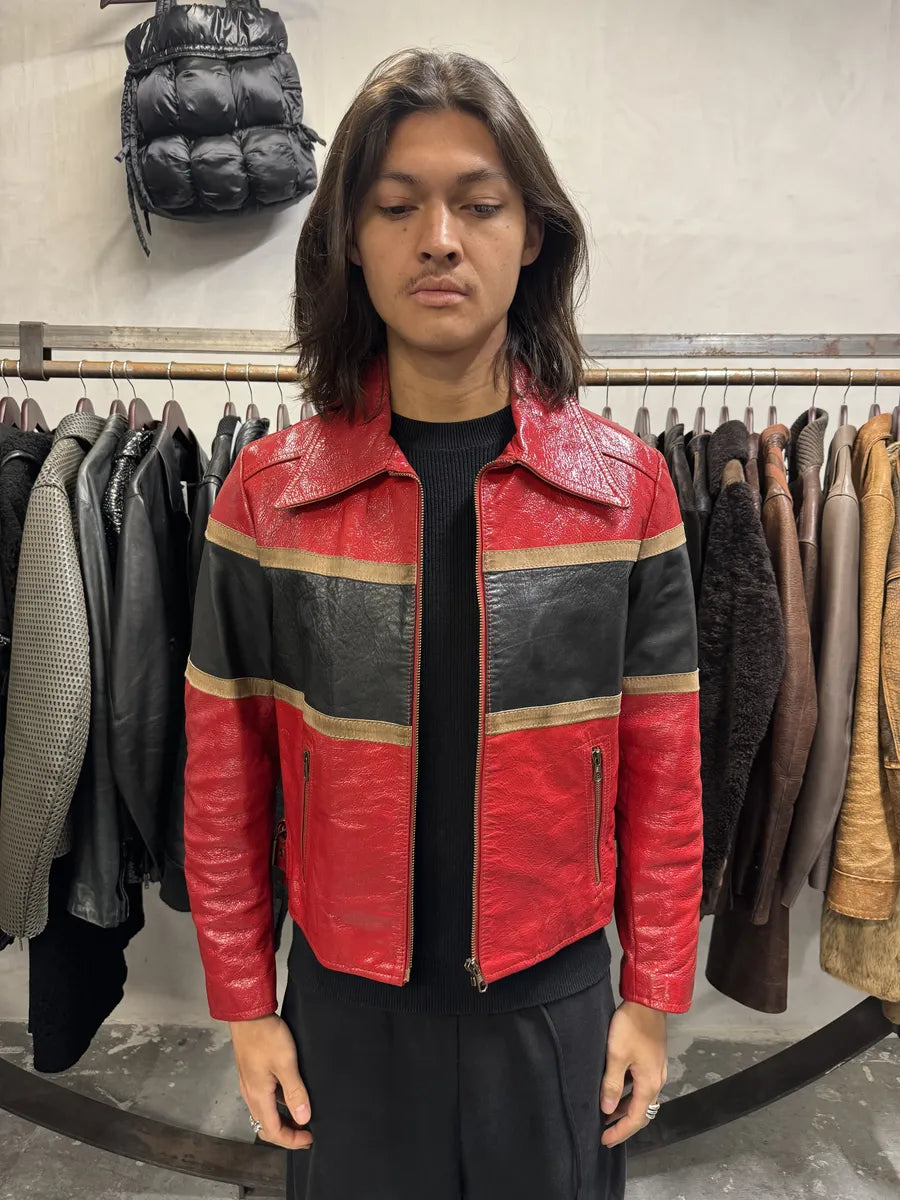 AW2001 Dolce & Gabbana Premium Red Vinyl Leather Biker Jacket (M) WHbMogM 1
