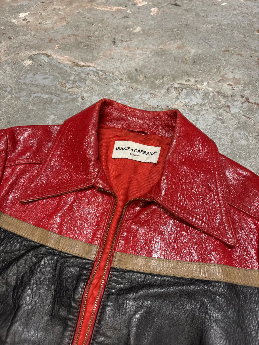 AW2001 Dolce & Gabbana Premium Red Vinyl Leather Biker Jacket (M) WHbMogM 10