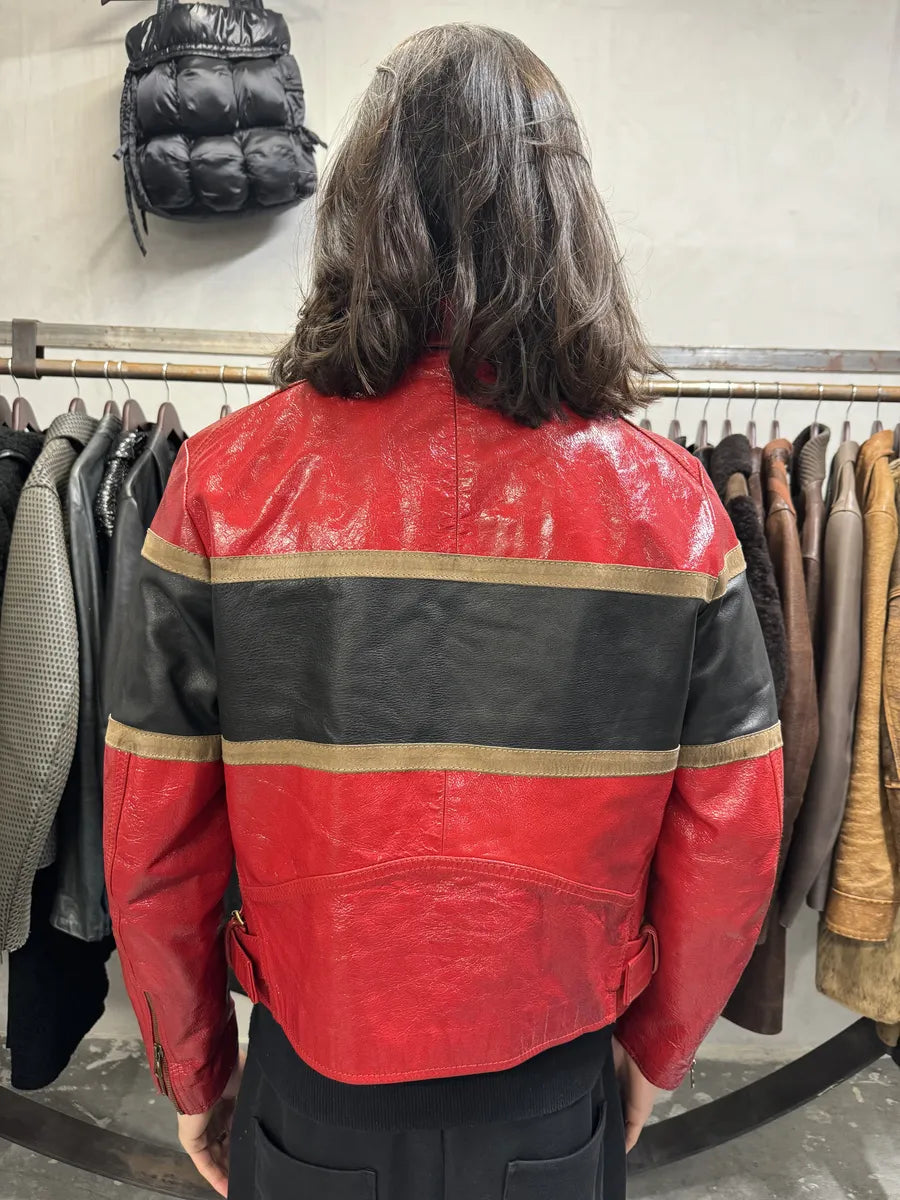 AW2001 Dolce & Gabbana Premium Red Vinyl Leather Biker Jacket (M) WHbMogM 2