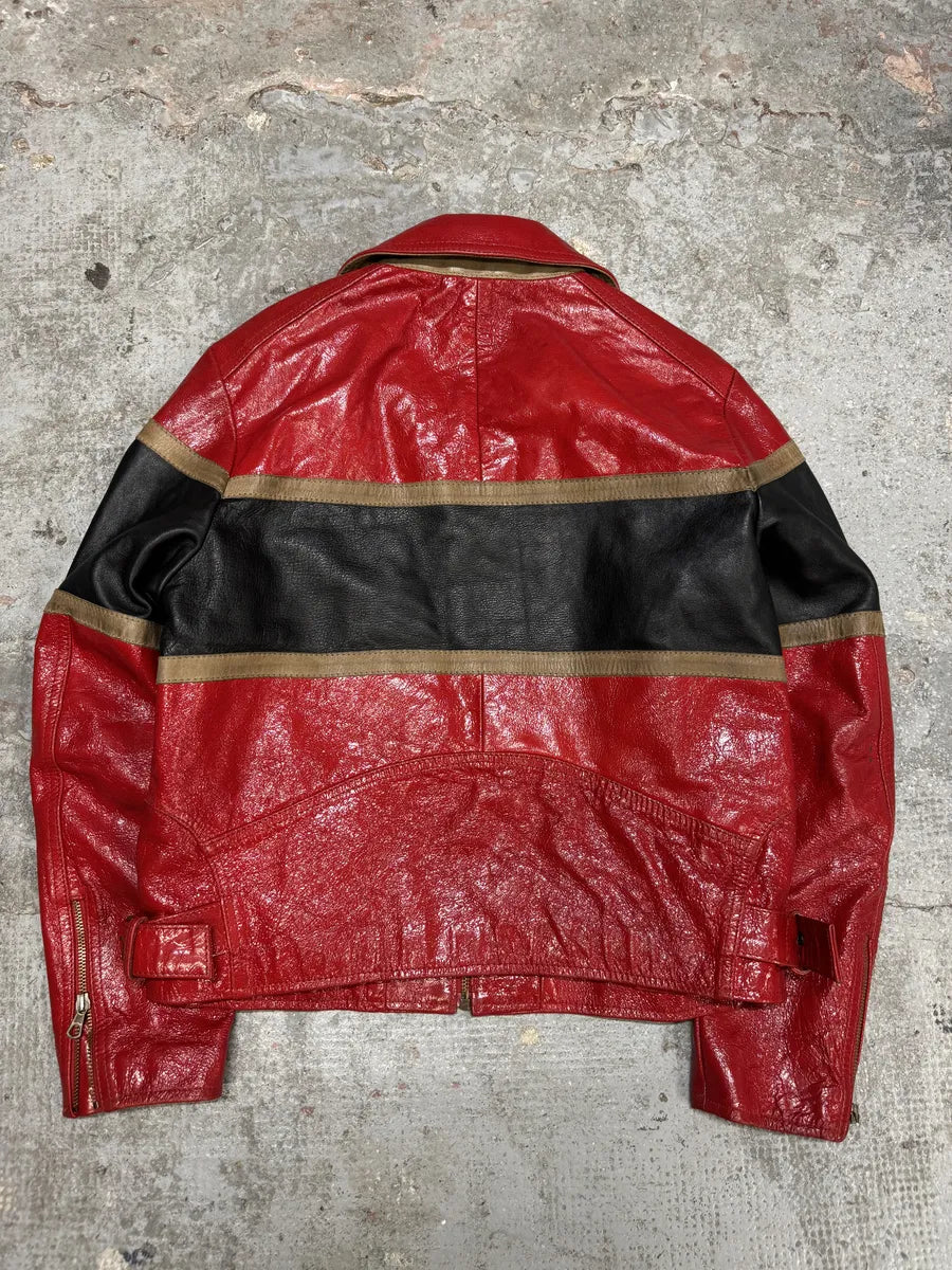 AW2001 Dolce & Gabbana Premium Red Vinyl Leather Biker Jacket (M) WHbMogM 3