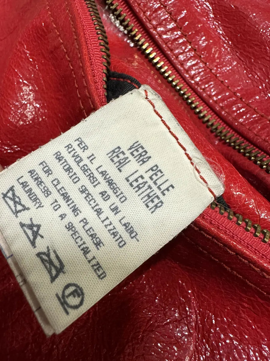 AW2001 Dolce & Gabbana Premium Red Vinyl Leather Biker Jacket (M) WHbMogM 7