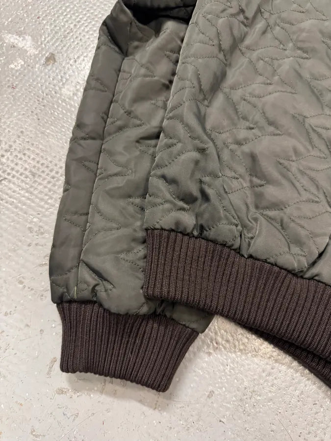 AW2001 Dolce & Gabbana Quilted Olive Hybrid Leather Bomber Jacket (L) 4