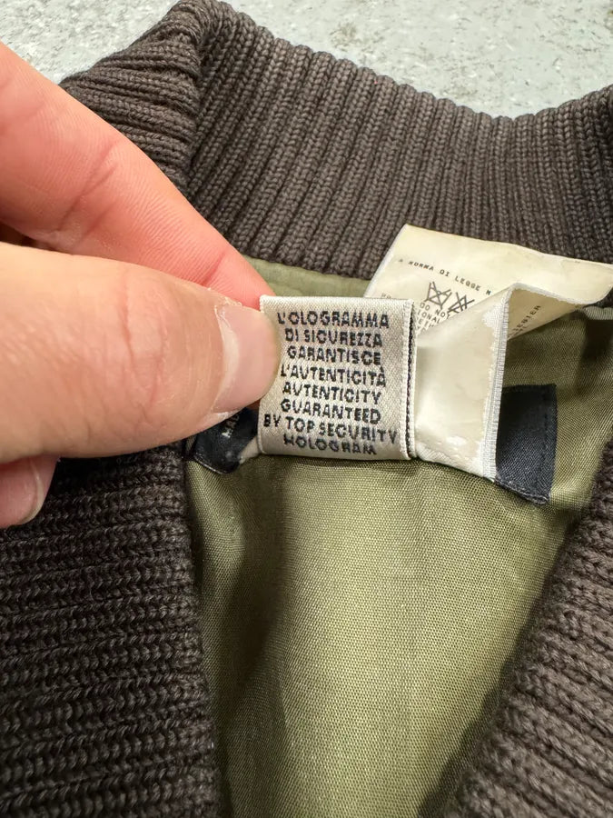 AW2001 Dolce & Gabbana Quilted Olive Hybrid Leather Bomber Jacket (L) 8