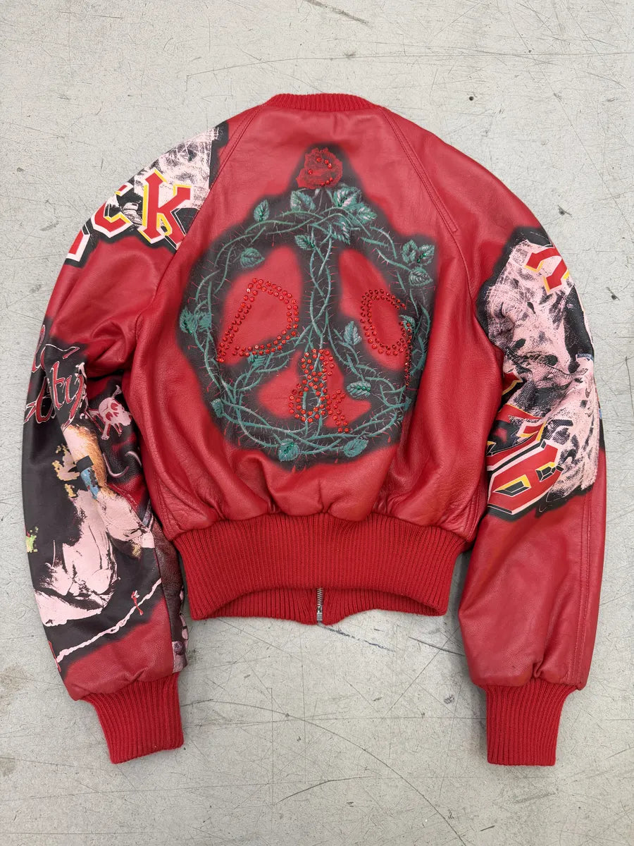 AW2001 Dolce & Gabbana Red Leather Snake Devil Leopard Bomber Jacket KWEVRCA 1