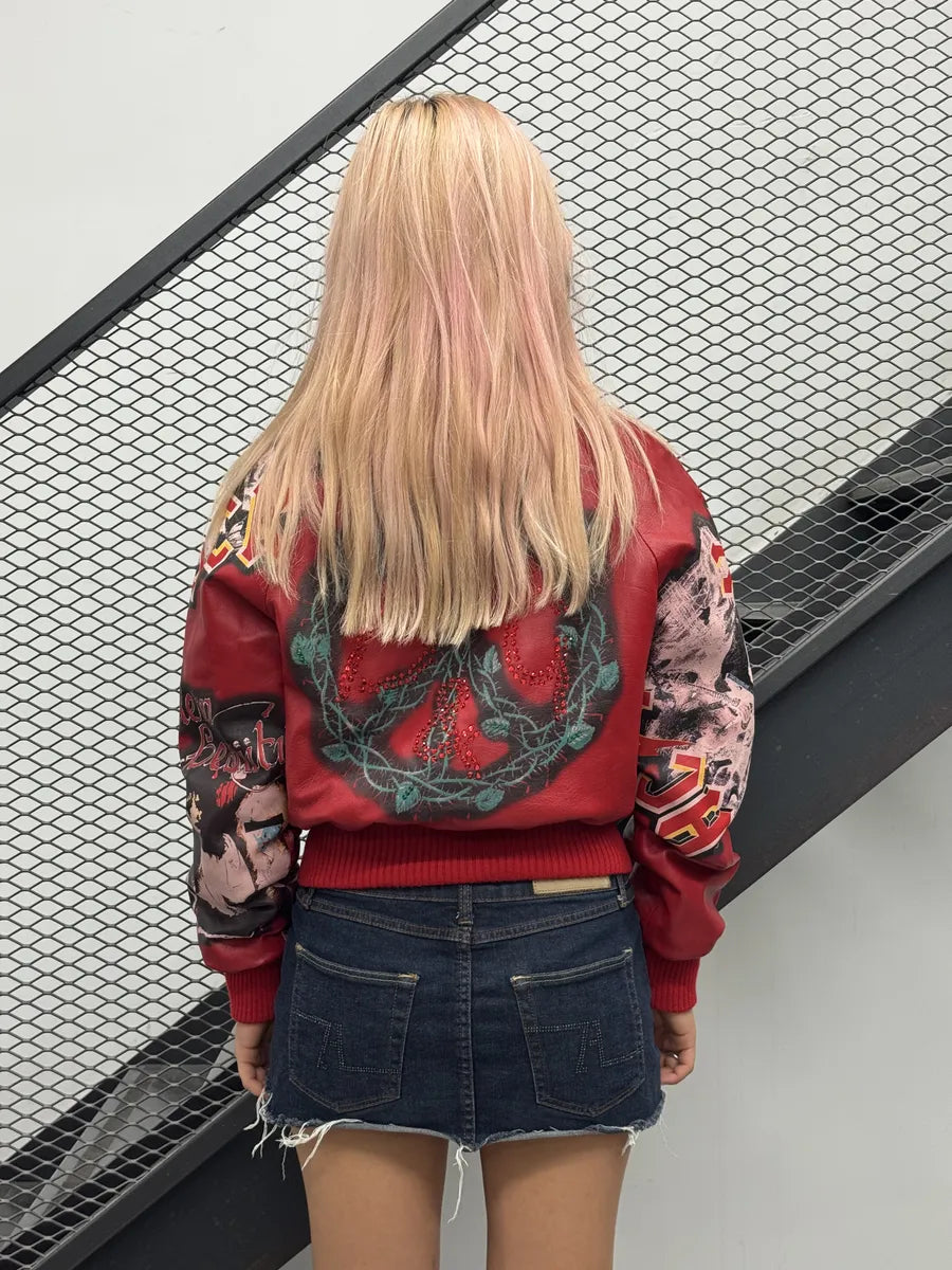 AW2001 Dolce & Gabbana Red Leather Snake Devil Leopard Bomber Jacket KWEVRCA 3