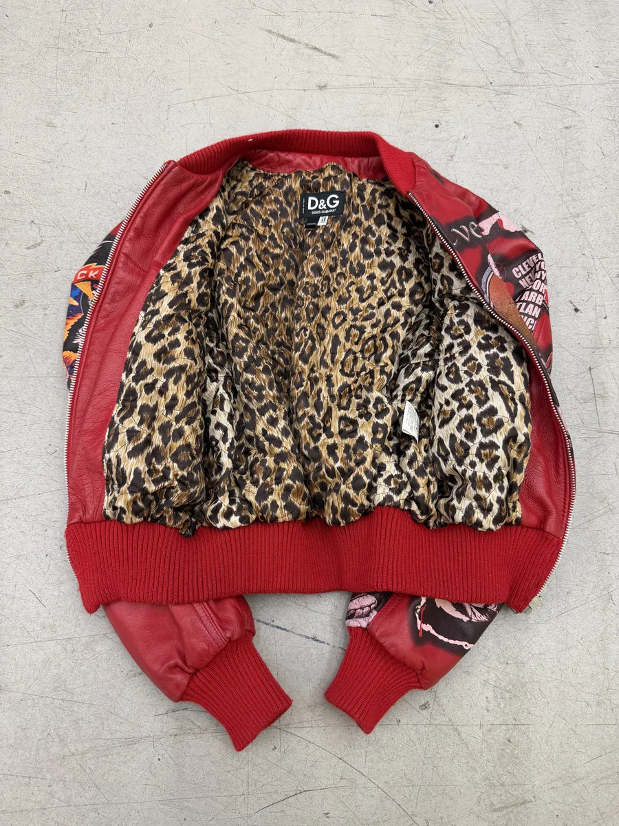 AW2001 Dolce & Gabbana Red Leather Snake Devil Leopard Bomber Jacket KWEVRCA 4
