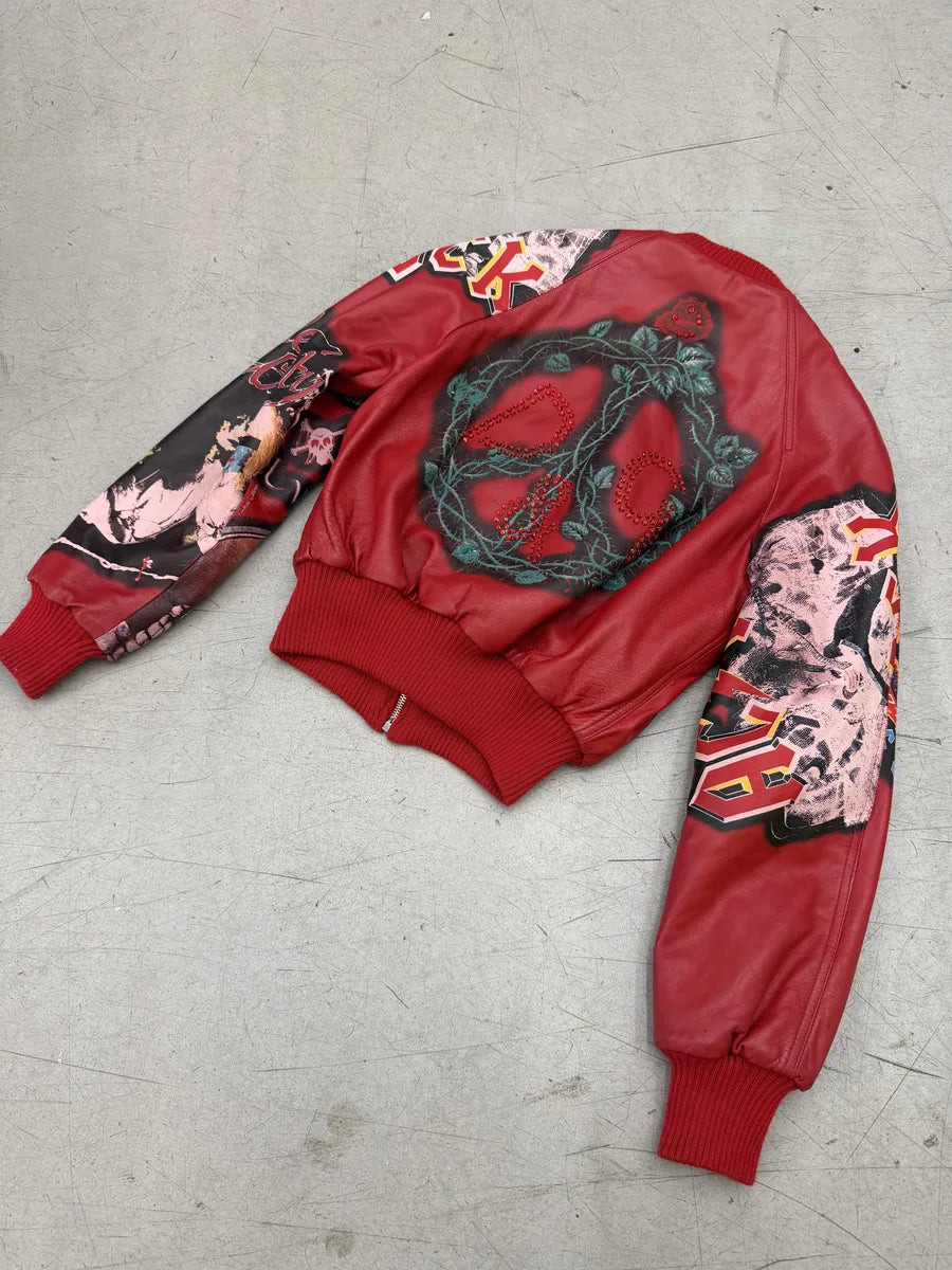 AW2001 Dolce & Gabbana Red Leather Snake Devil Leopard Bomber Jacket KWEVRCA 7