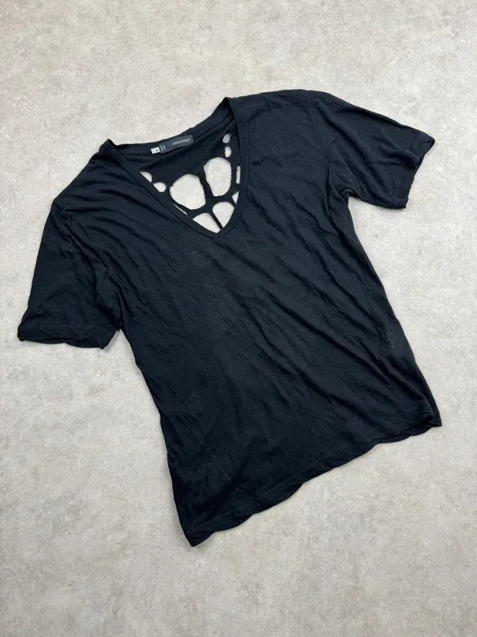 AW2001 Dsquared2 Black Beetle Cutout Back T-Shirt uQUinVN 1