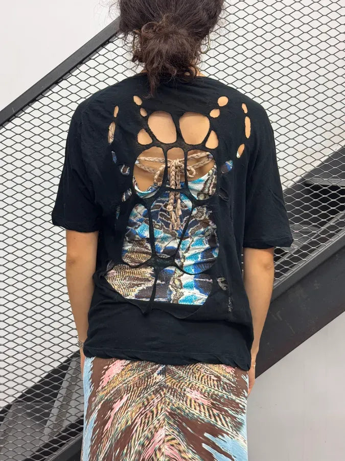 AW2001 Dsquared2 Black Beetle Cutout Back T-Shirt uQUinVN 2