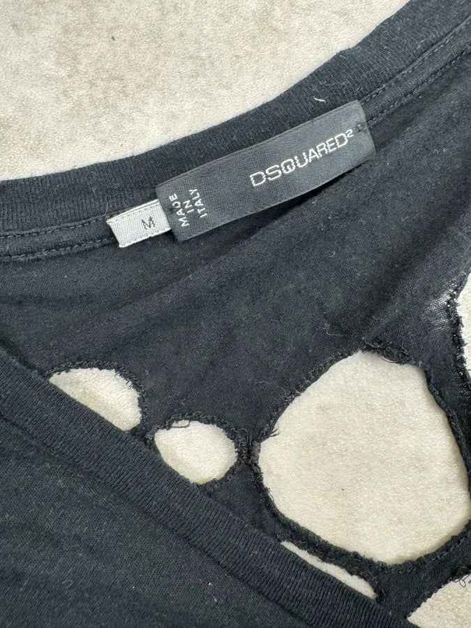 AW2001 Dsquared2 Black Beetle Cutout Back T-Shirt uQUinVN 5