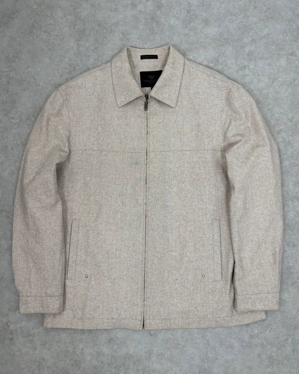 AW2001 Giorgio Armani Beige Minimalist Wool Jacket voMBhyt 0