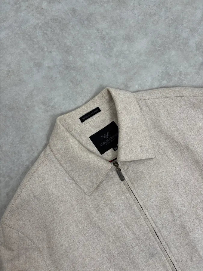 AW2001 Giorgio Armani Beige Minimalist Wool Jacket voMBhyt 3