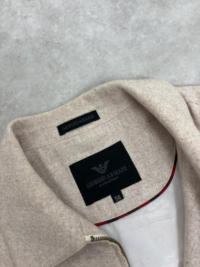 AW2001 Giorgio Armani Beige Minimalist Wool Jacket voMBhyt 4