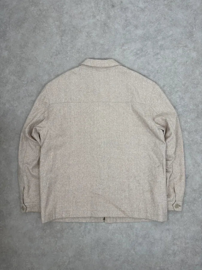 AW2001 Giorgio Armani Beige Minimalist Wool Jacket voMBhyt 5