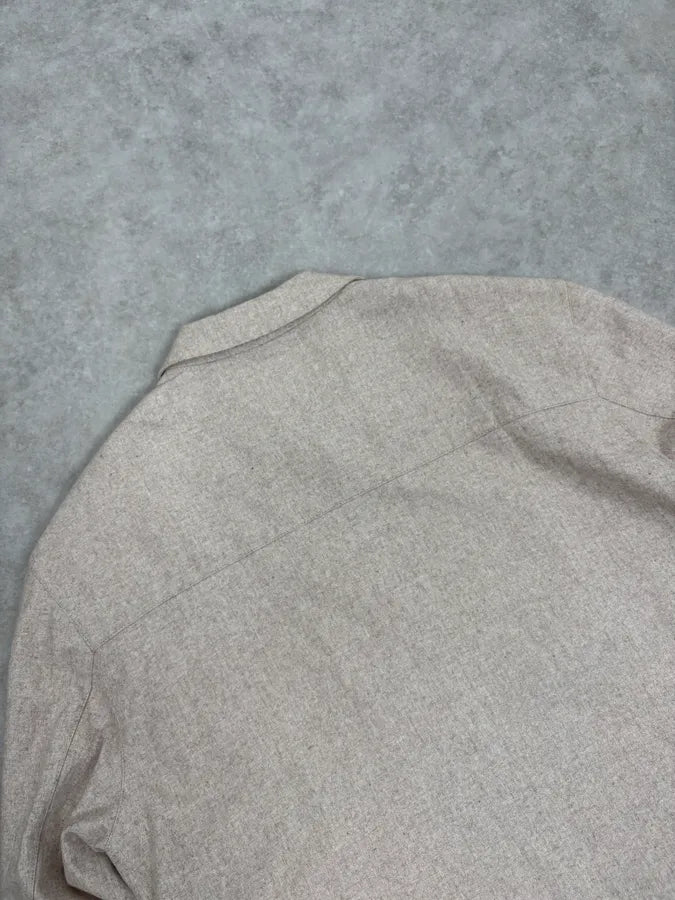 AW2001 Giorgio Armani Beige Minimalist Wool Jacket voMBhyt 6