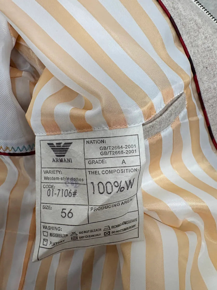 AW2001 Giorgio Armani Beige Minimalist Wool Jacket voMBhyt 8