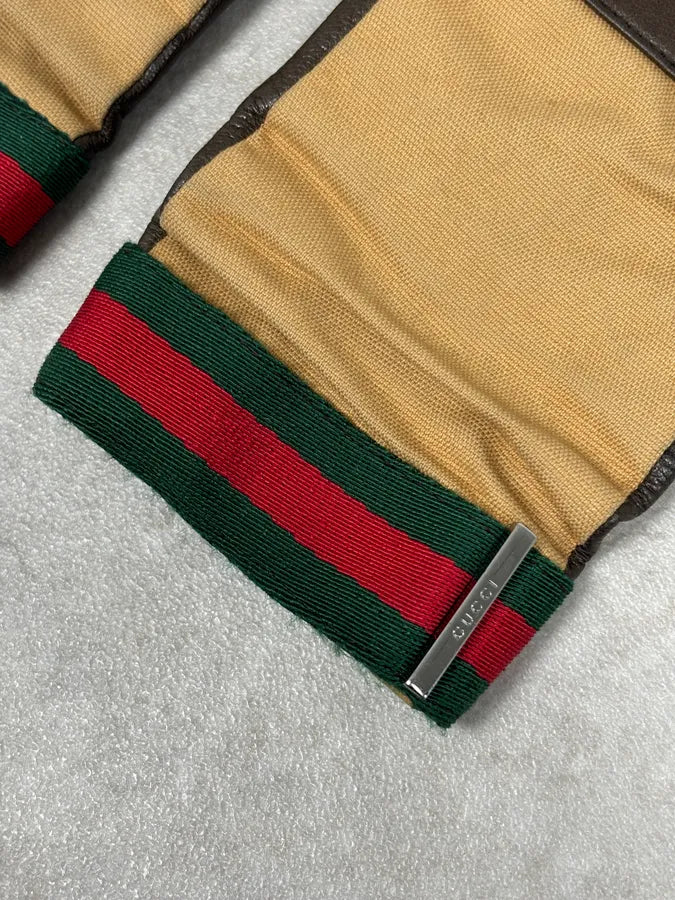 AW2001 Gucci Beige Canvas & Brown Leather Gloves by Tom Ford IkLJWej 5