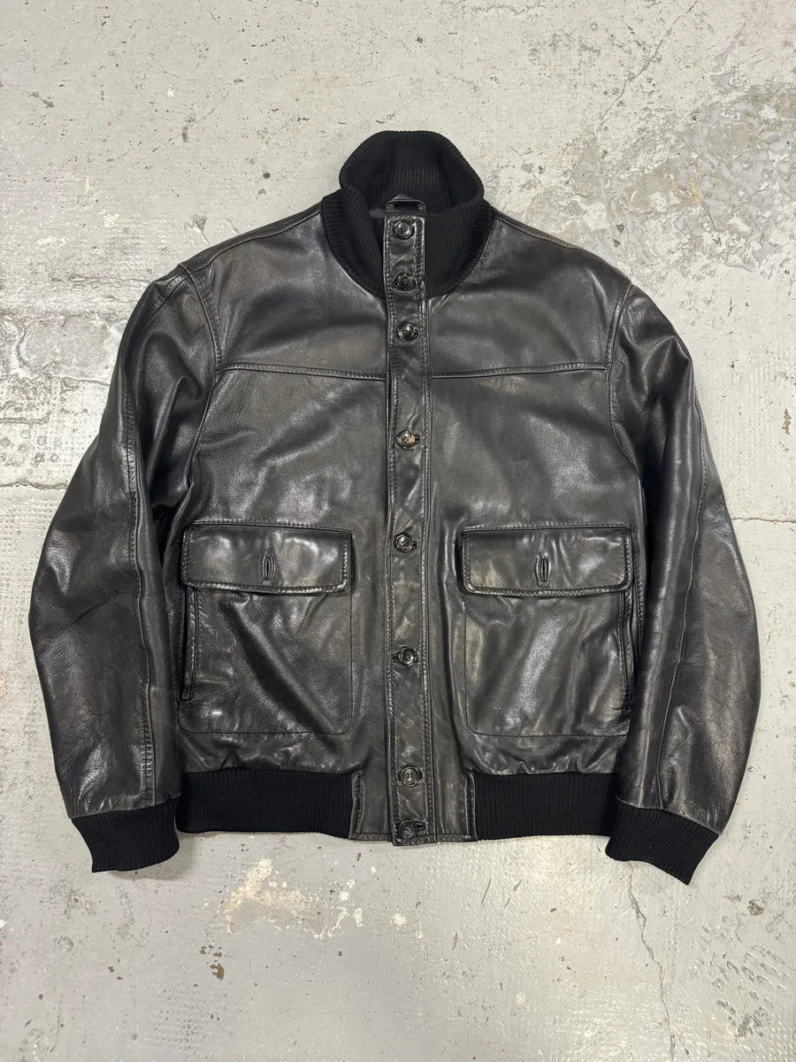 AW2001 Gucci Black Buttoned Premium Leather Jacket by Tom Ford NDIBUFL 0
